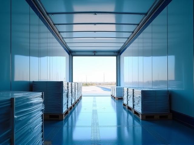 Securely loaded palletized cargo inside a pristine 181 Transportation trailer