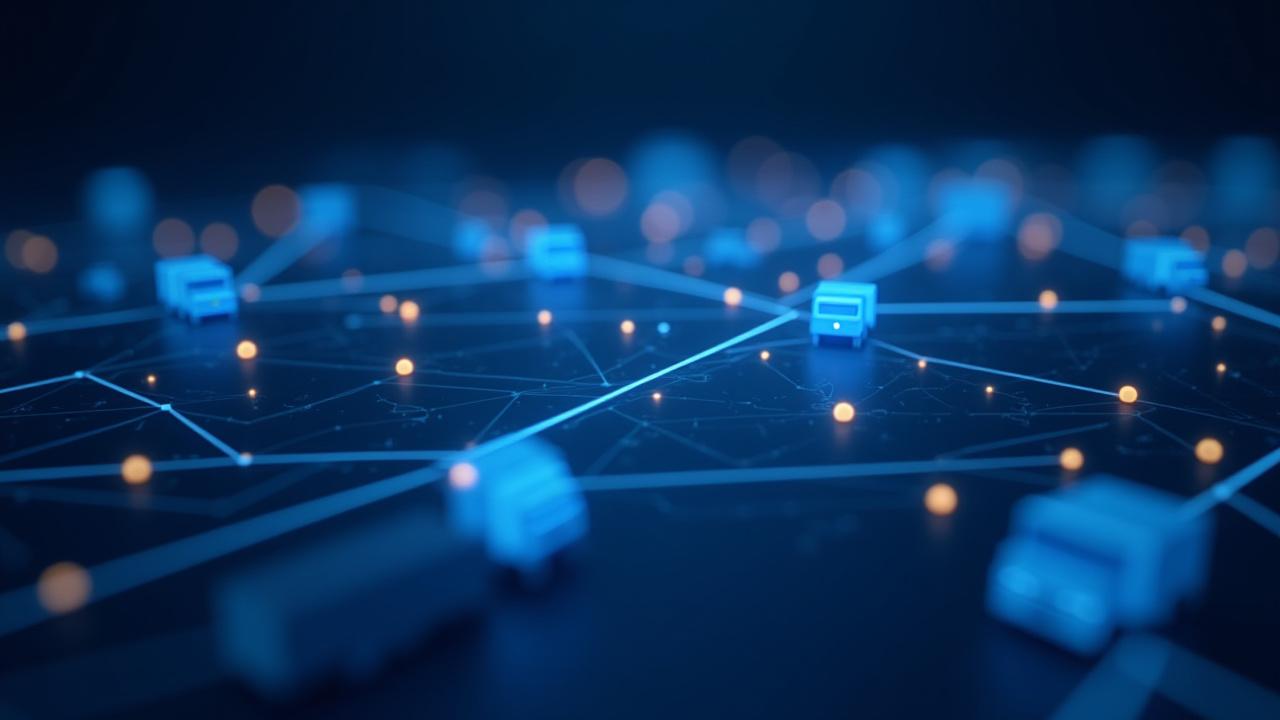 Logistics network map representing freight brokerage connections
