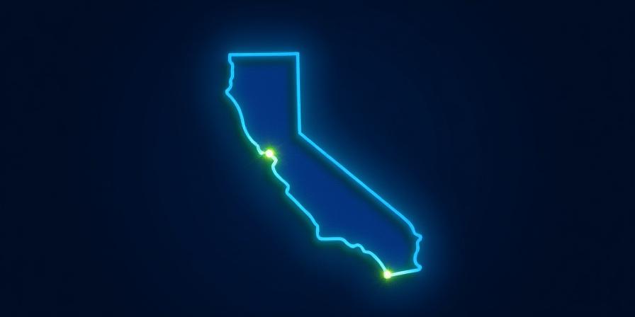 Route map showing 181 Transportation regional linehaul paths from Sacramento across California